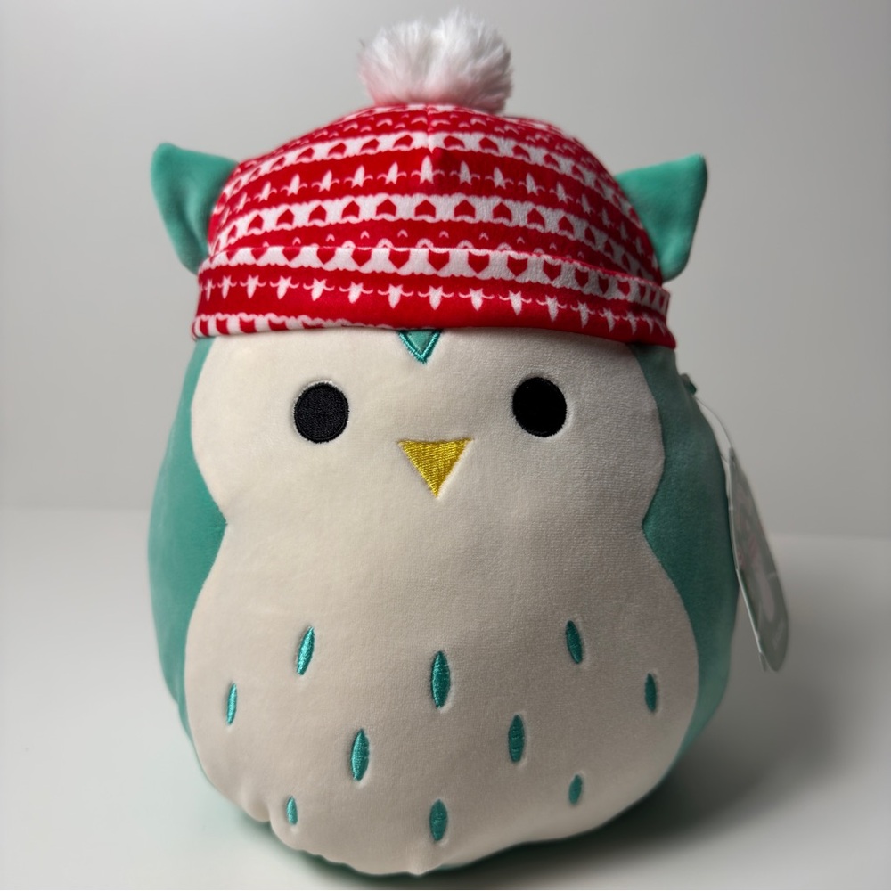 KELLYTOY ORIGINAL SQUISHMALLOWS Winston The Owl with Christmas Hat Stuffed Plush